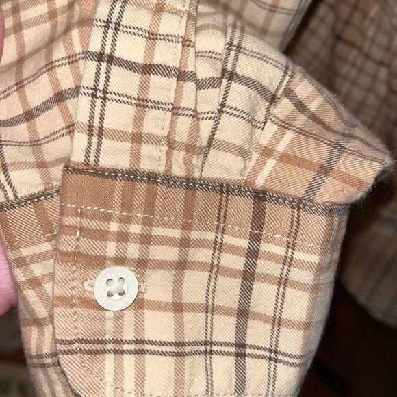 Lauren Ralph Lauren tan & brown plaid button down medium - Picture 5 of 6